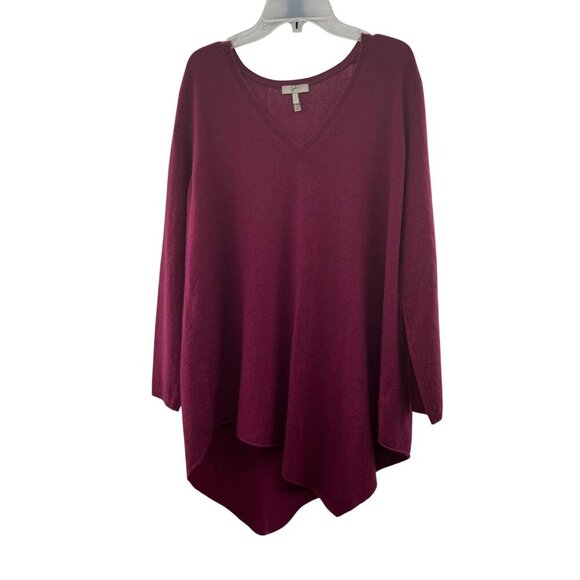 Joie Women's Cashmere/Wool V-Neck Pullover Sweater Asymmetric Hem Plum Small - Picture 1 of 9